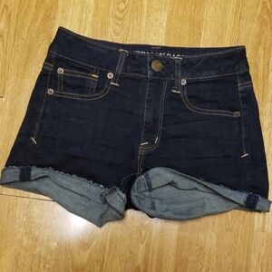AEO Super Stretch dark wash denim shorts 2
